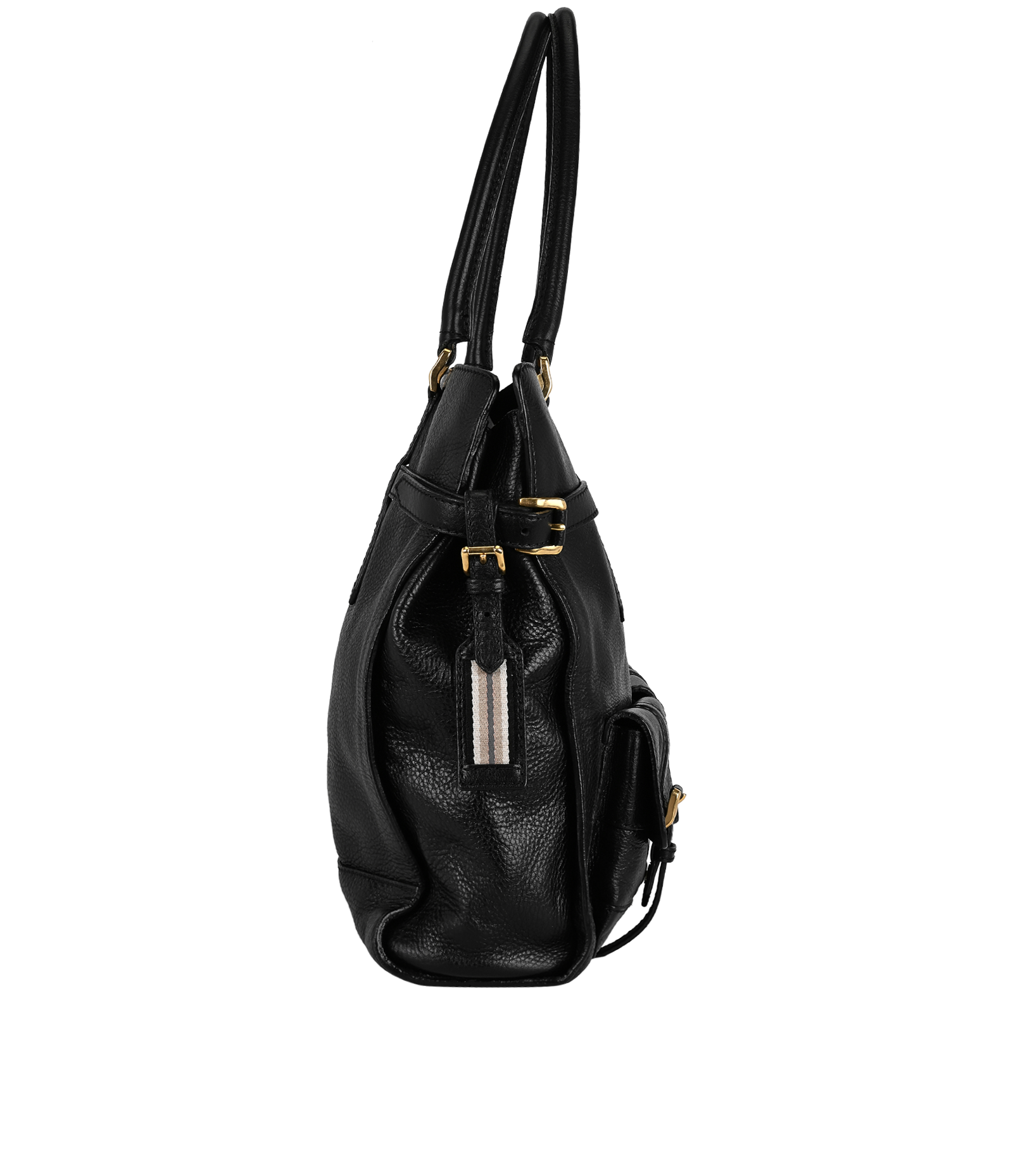 Buckles Detail Tote, &pound;295, Handbags, Black, Leather, Side view